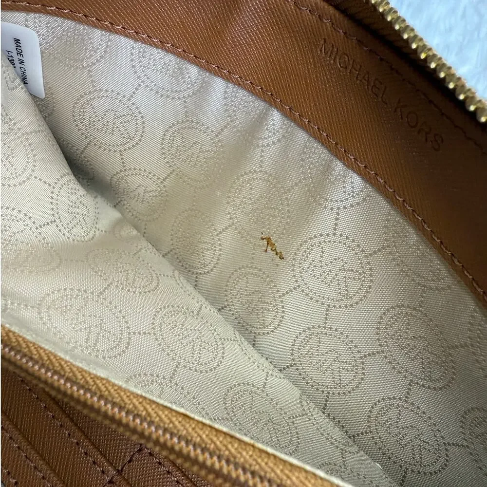 Michael Kors Navy Brown Zip Around Wallet